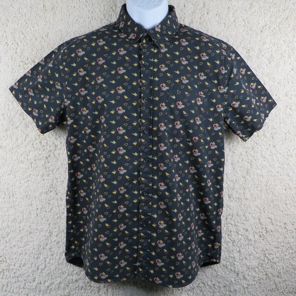 MBX*‎ Men's Short Sleeve Button Down Curved Hem Chest Pocket Shirt~ Size Medium - Picture 1 of 11